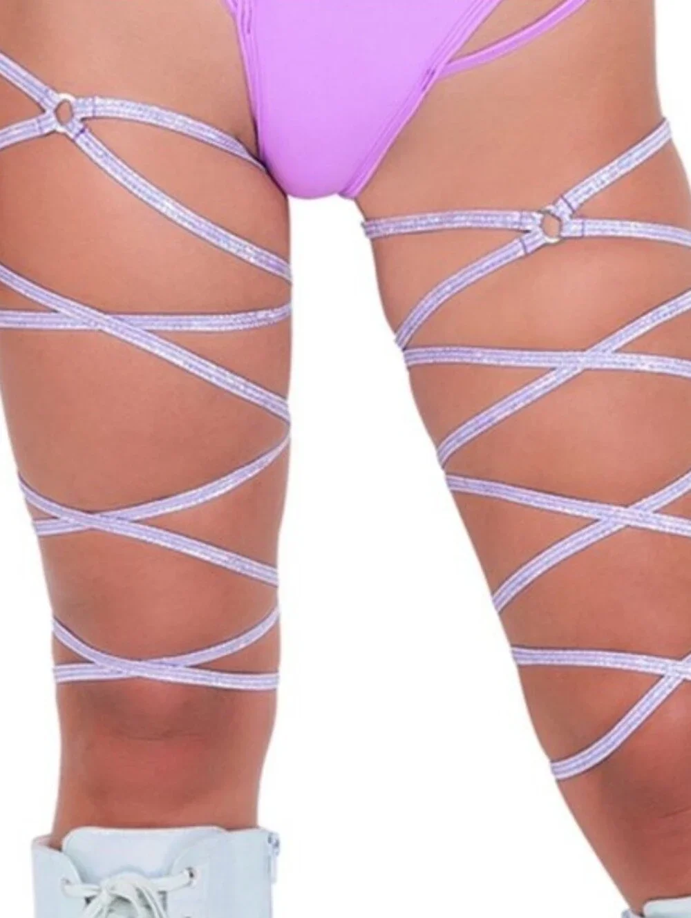 Iridescent Shimmer Leg Wraps with O Ring Lavender OS